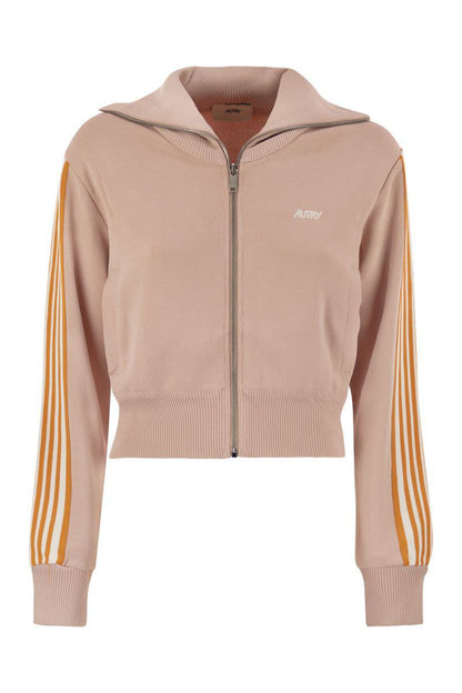 Autry Knitted Tennis-Style Zip Sweatshirt