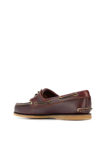 Classic Boat Loafers In Brown Leather Man