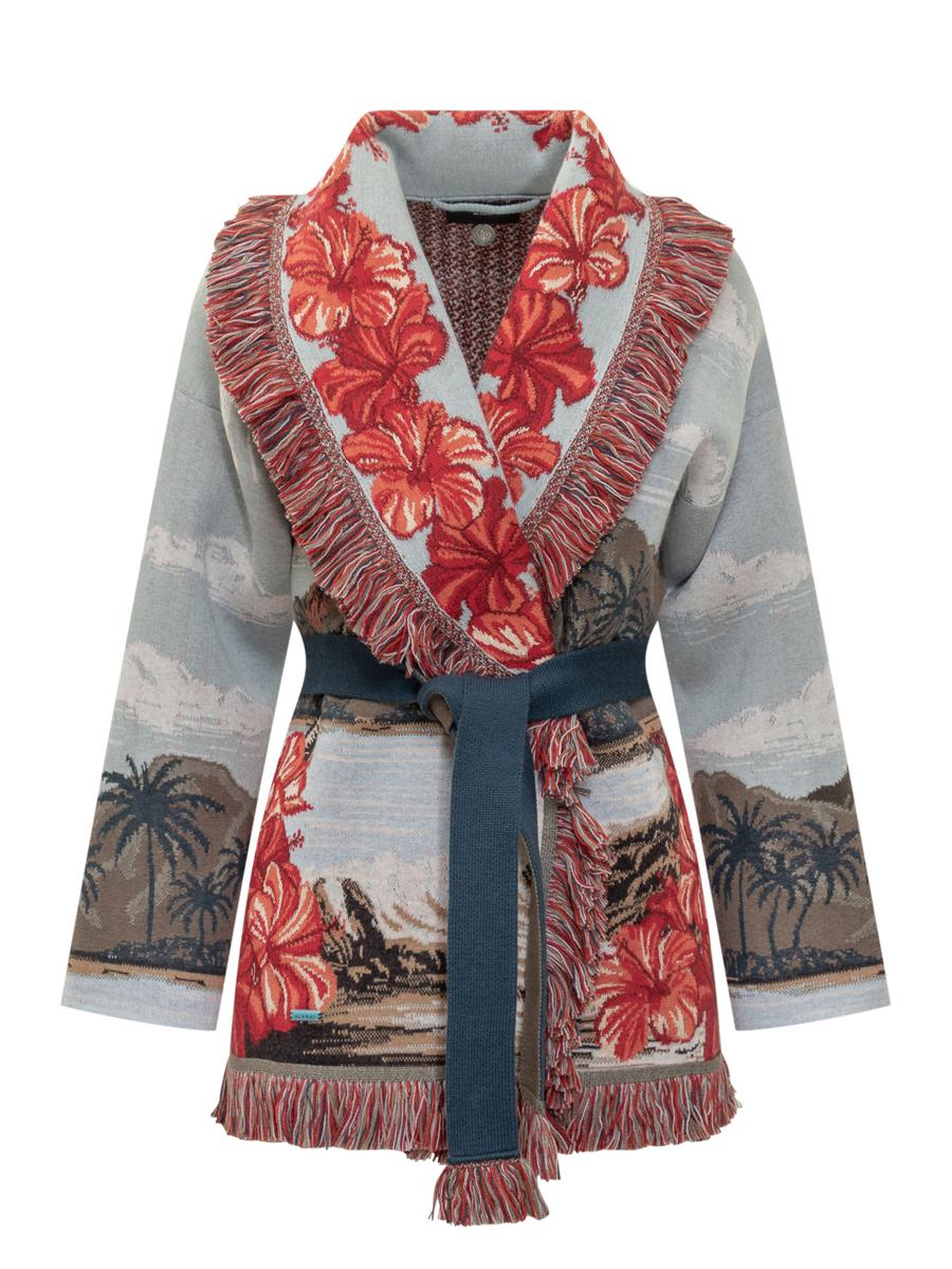 Alanui Alanui Cardigan With Tropical Pattern And Red Flowers