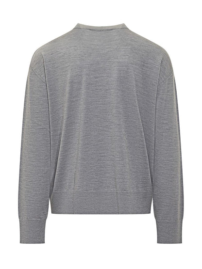 AMI Paris Grey Wool Crew Neck Sweater Ami Alexandre Mattiussi