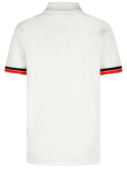 Moncler White Cotton Polo Shirt