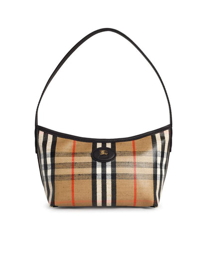 Burberry 'Highlands' Mini Shoulder Bag In Sand Cotton Blend