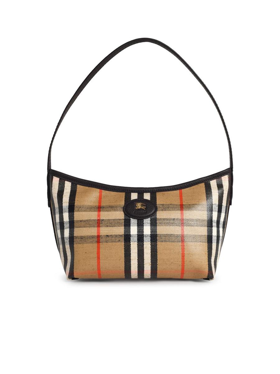 Burberry 'Highlands' Mini Shoulder Bag In Sand Cotton Blend