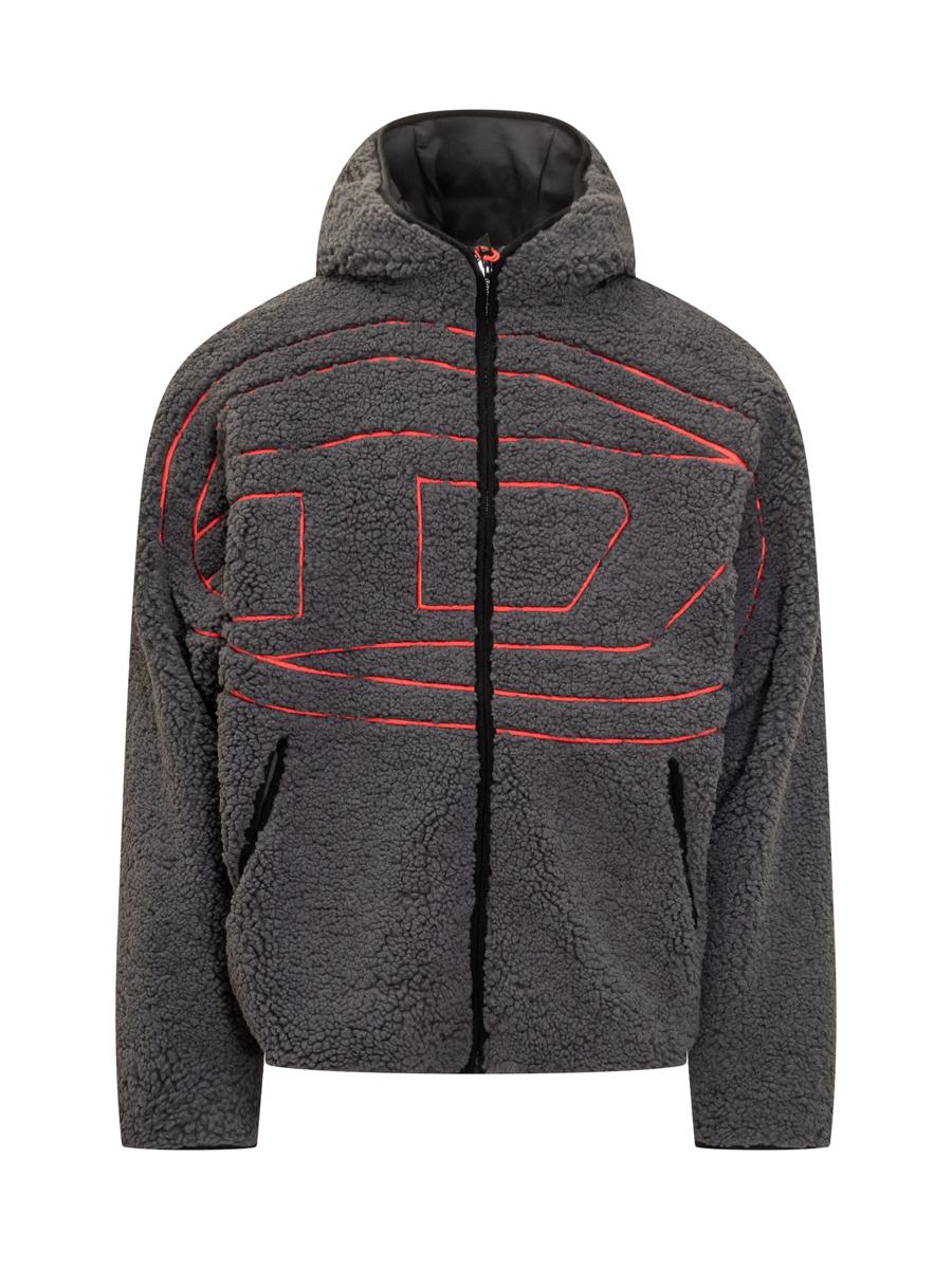 Diesel Diesel Jacket Teddy Zip Logo Grey Men'S