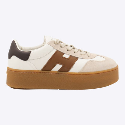 Hogan White And Brown Leather Sneakers