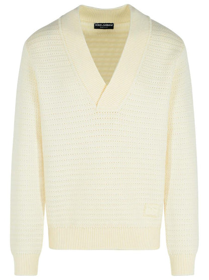 Dolce & Gabbana White Virgin Wool Sweater