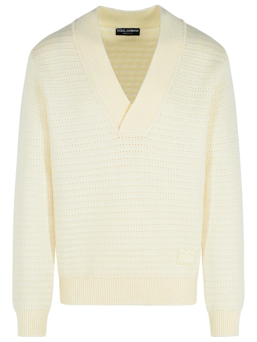 Dolce & Gabbana White Virgin Wool Sweater