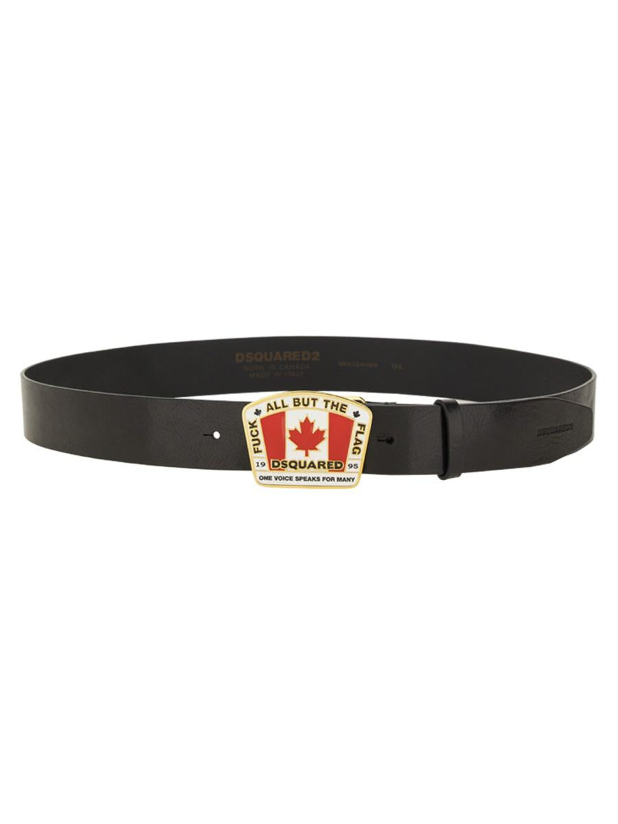 DSQUARED2 "Canadian Flag" License Plate Belt