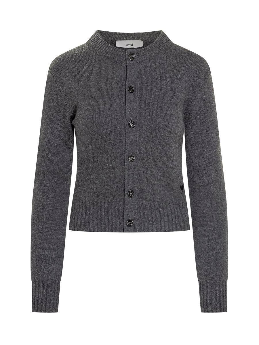 AMI Paris Ami Paris Grey Cardigan With Buttons And Logo