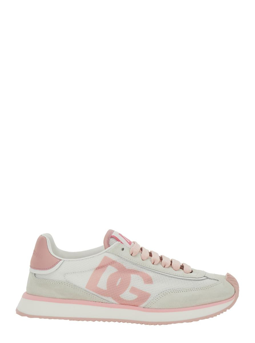 'Aria' Pink Running Sneakers With Logo Detail In Suede And Tech Fabric Woman
