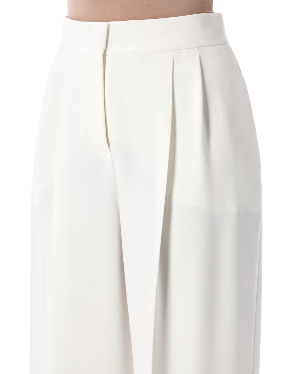 Alberta Ferretti White Wide-Leg Pleated Trousers