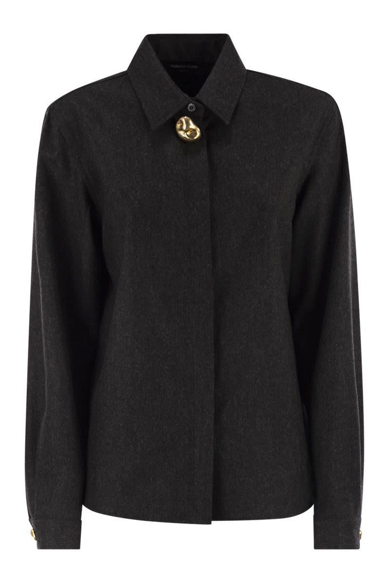 Fabiana Filippi Virgin Wool Shirt With Houndstooth Detail