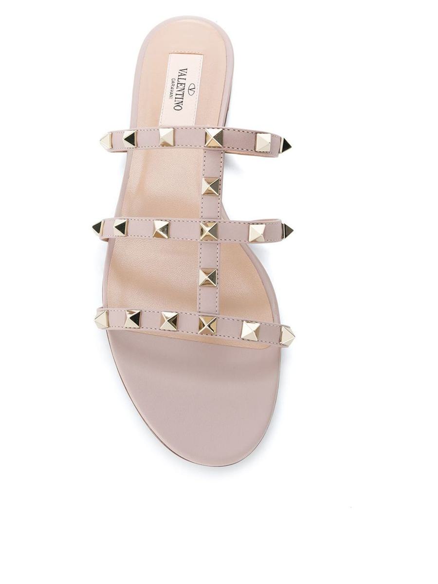 Valentino Garavani Rockstud Leather Flat Sandals