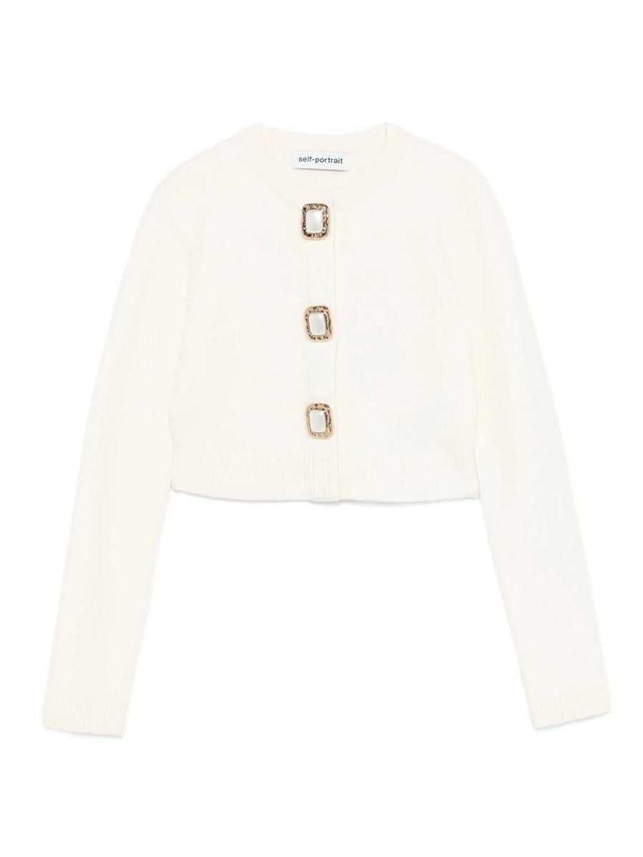 Self-Portrait Cream Wool Cardigan Clothing