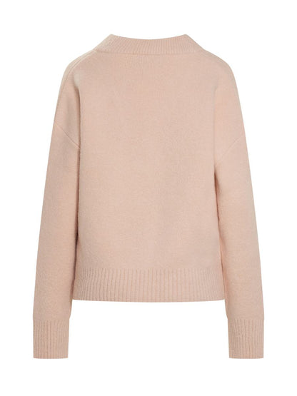 AMI Paris Ami Paris Pink Cardigan With Contrast Logo