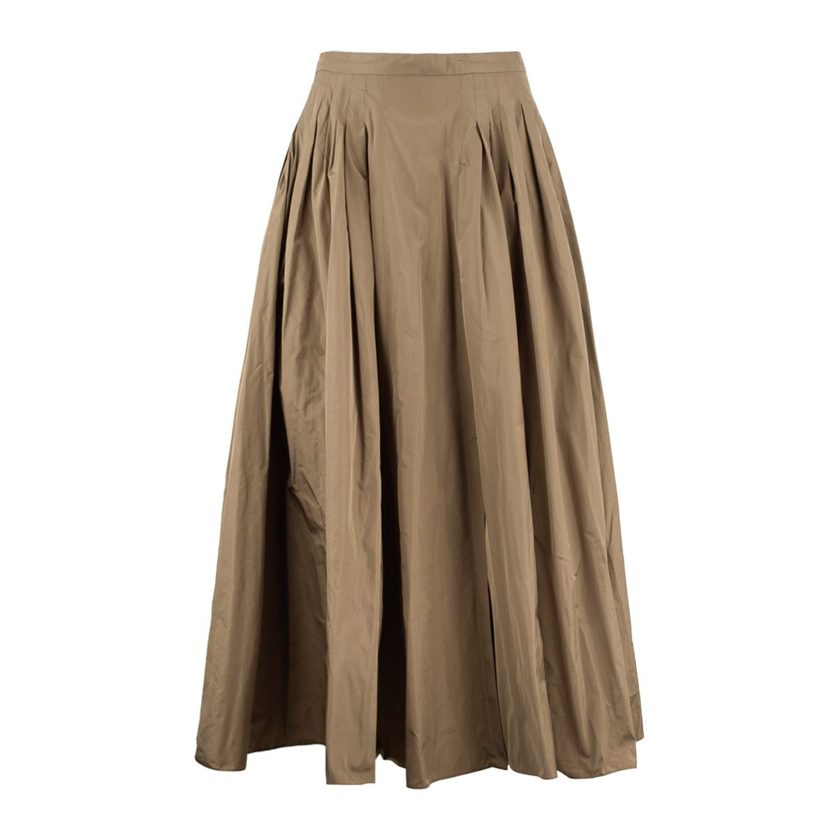 Max Mara Hazelnut Taffeta Pleated Skirt
