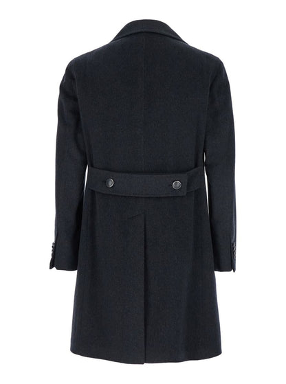 'Arden' Grey Double-Breasted Coat With Notched Revers In Wool And Cashmere Man