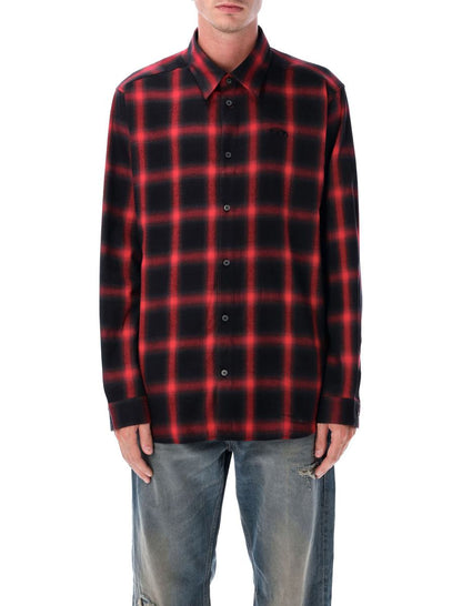 Diesel Checked Cotton-Viscose Shirt Red