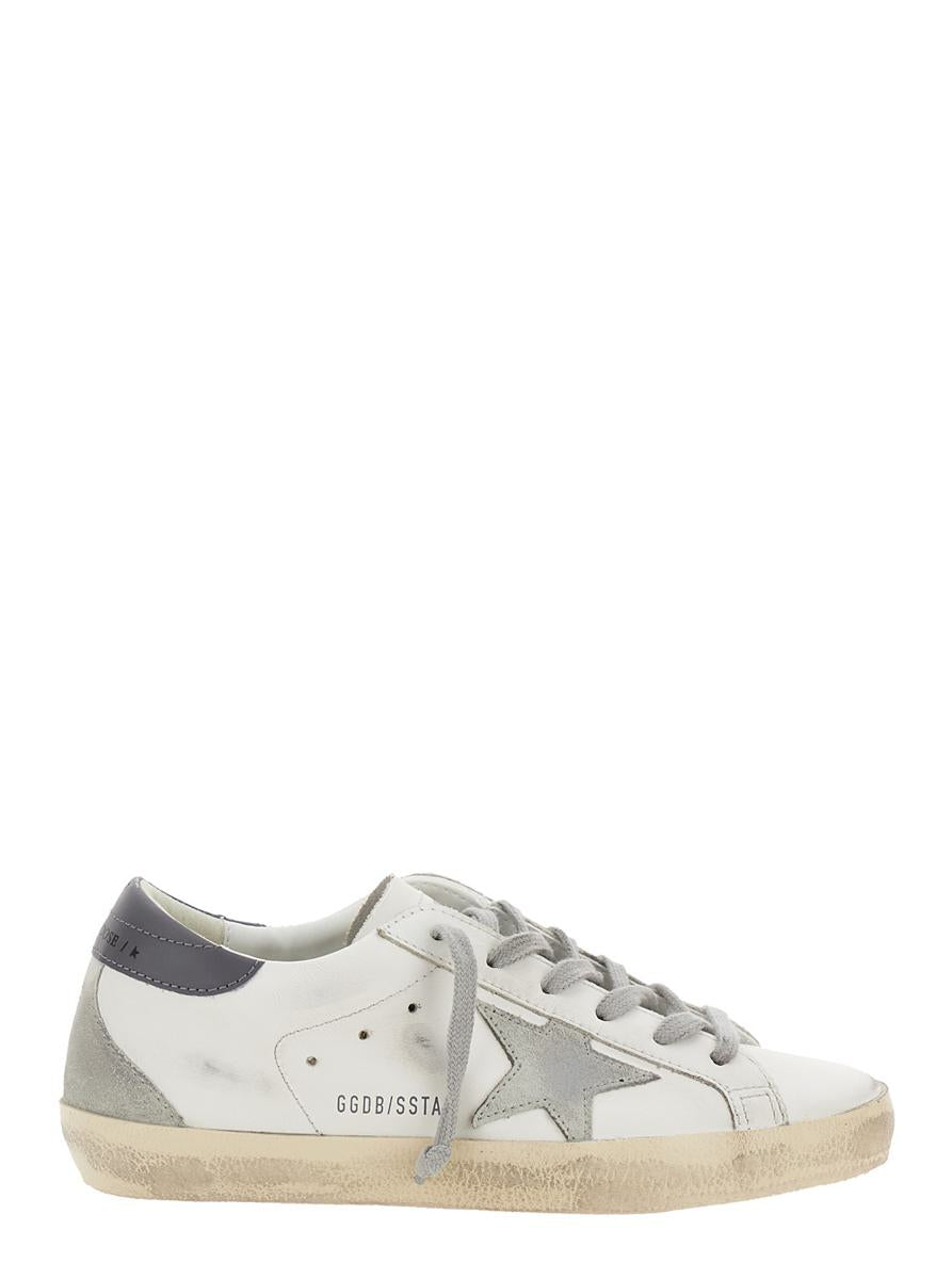 White Low Top Sneakers With Star Patch In Vintage Leather Woman