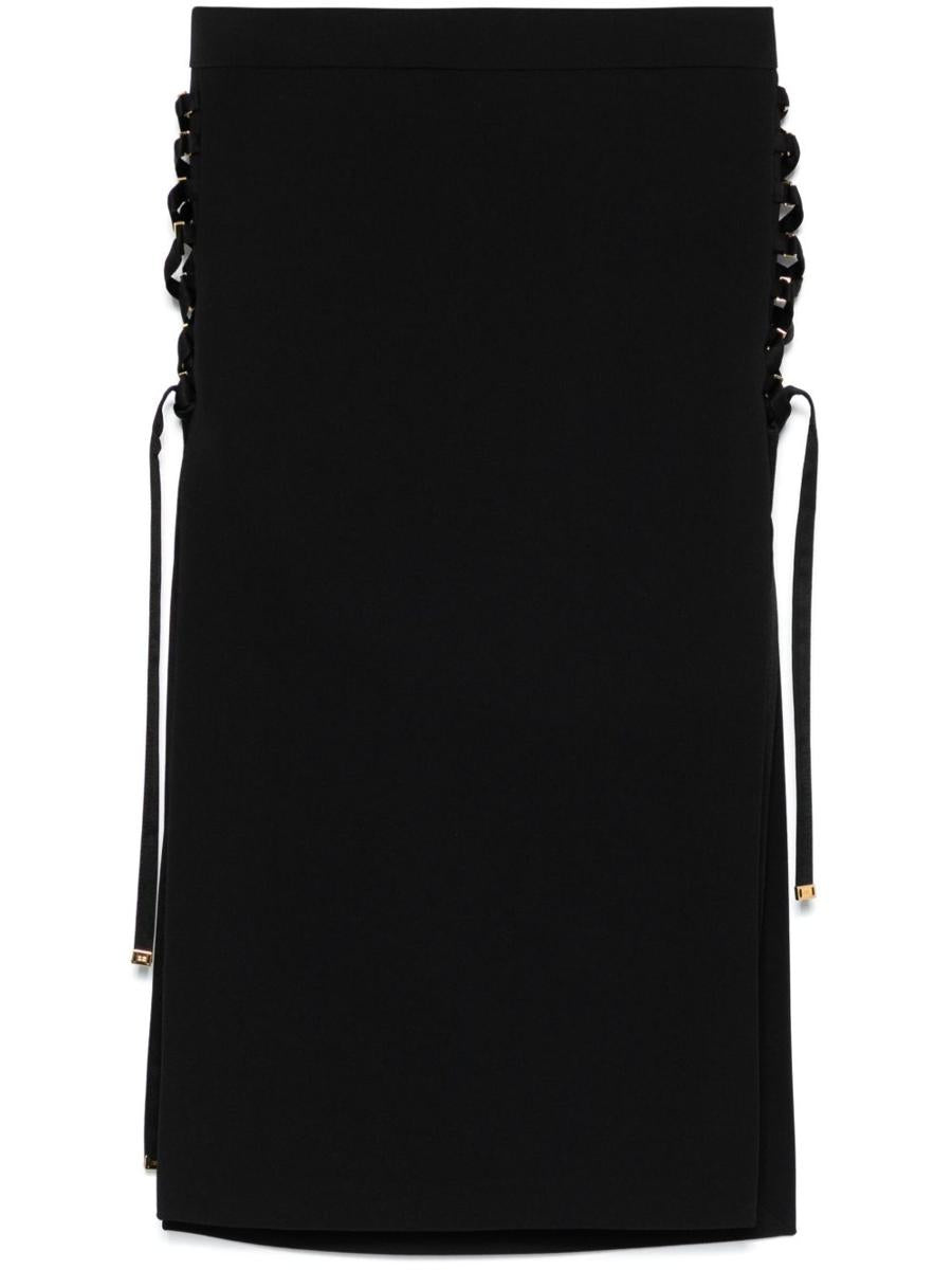 Elisabetta Franchi Midi Skirt In Black With Side Slits