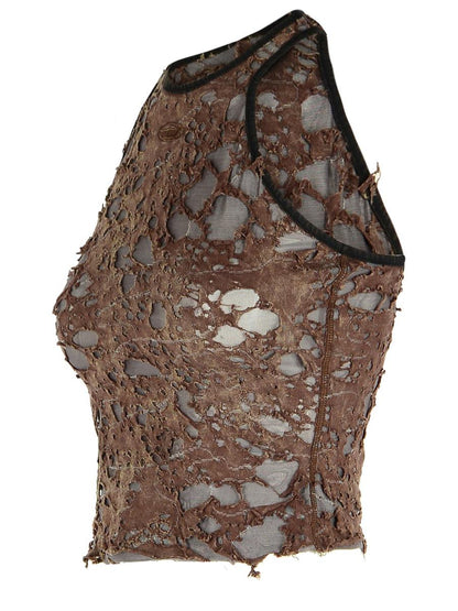 Diesel Brown Cotton Blend Tank Top
