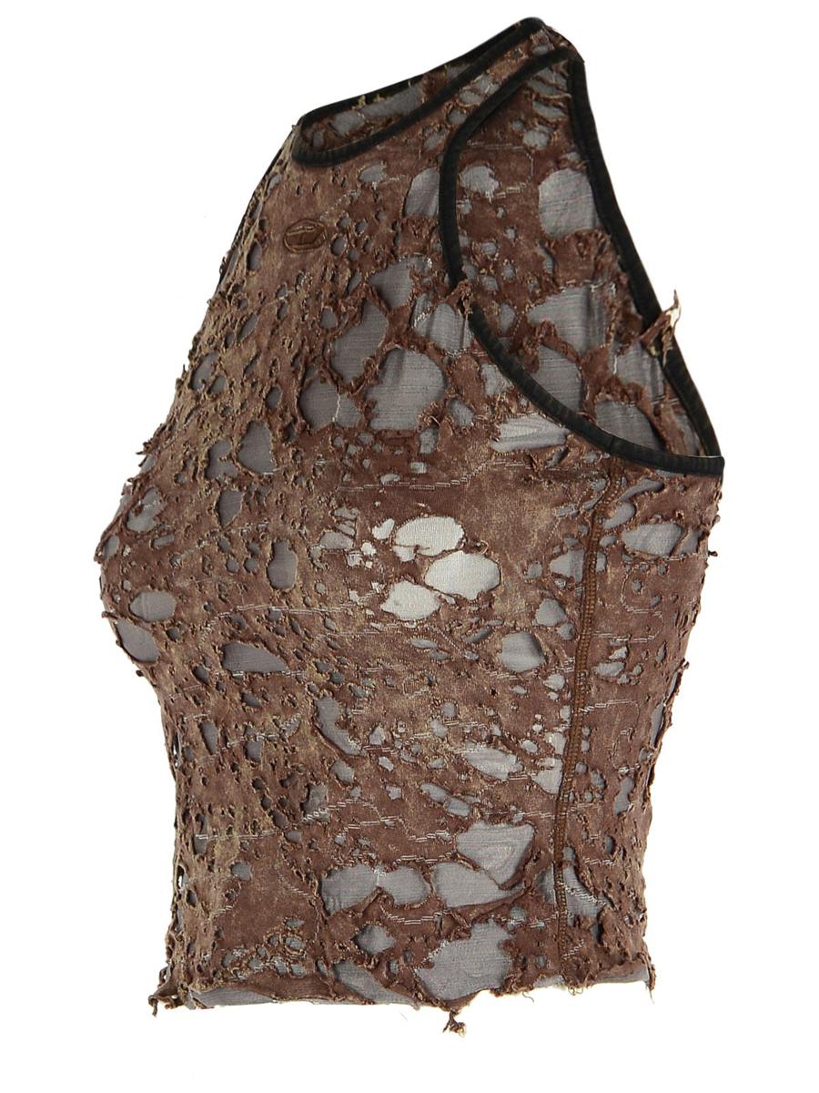 Diesel Brown Cotton Blend Tank Top