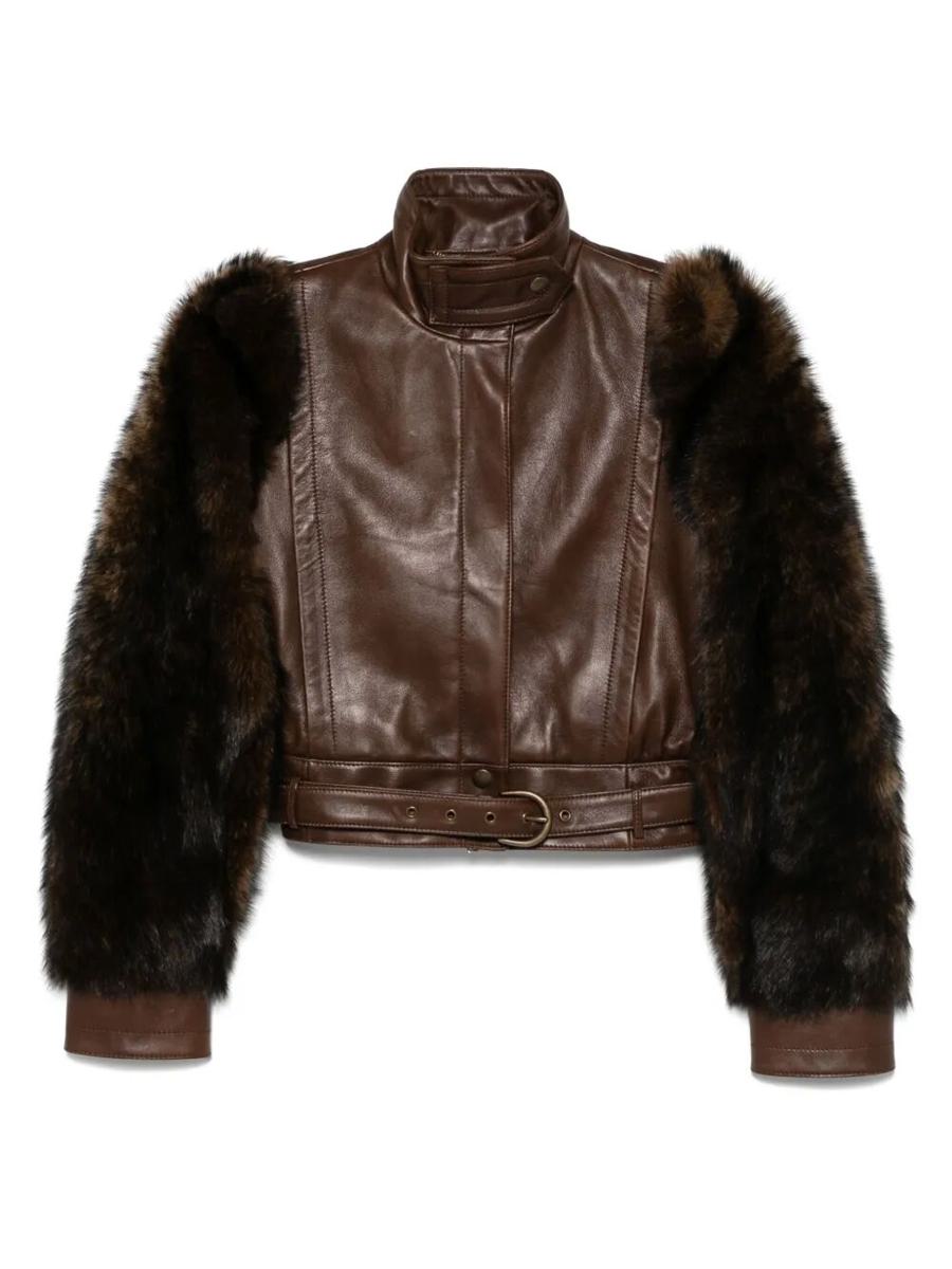 Chloé Cropped Leather Fur Jacket Clothing