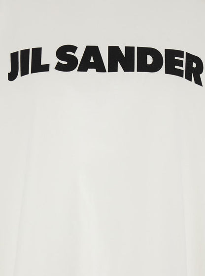 White Crewneck T-Shirt With Logo Lettering On The Front In Cotton Woman