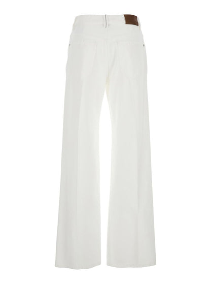 White Five-Pocket Patns With Logo Patch On The Back In Cotton Woman