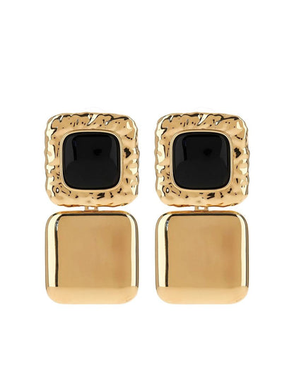 Self-Portrait Mottled Gold Black Tiered Earrings Accessories