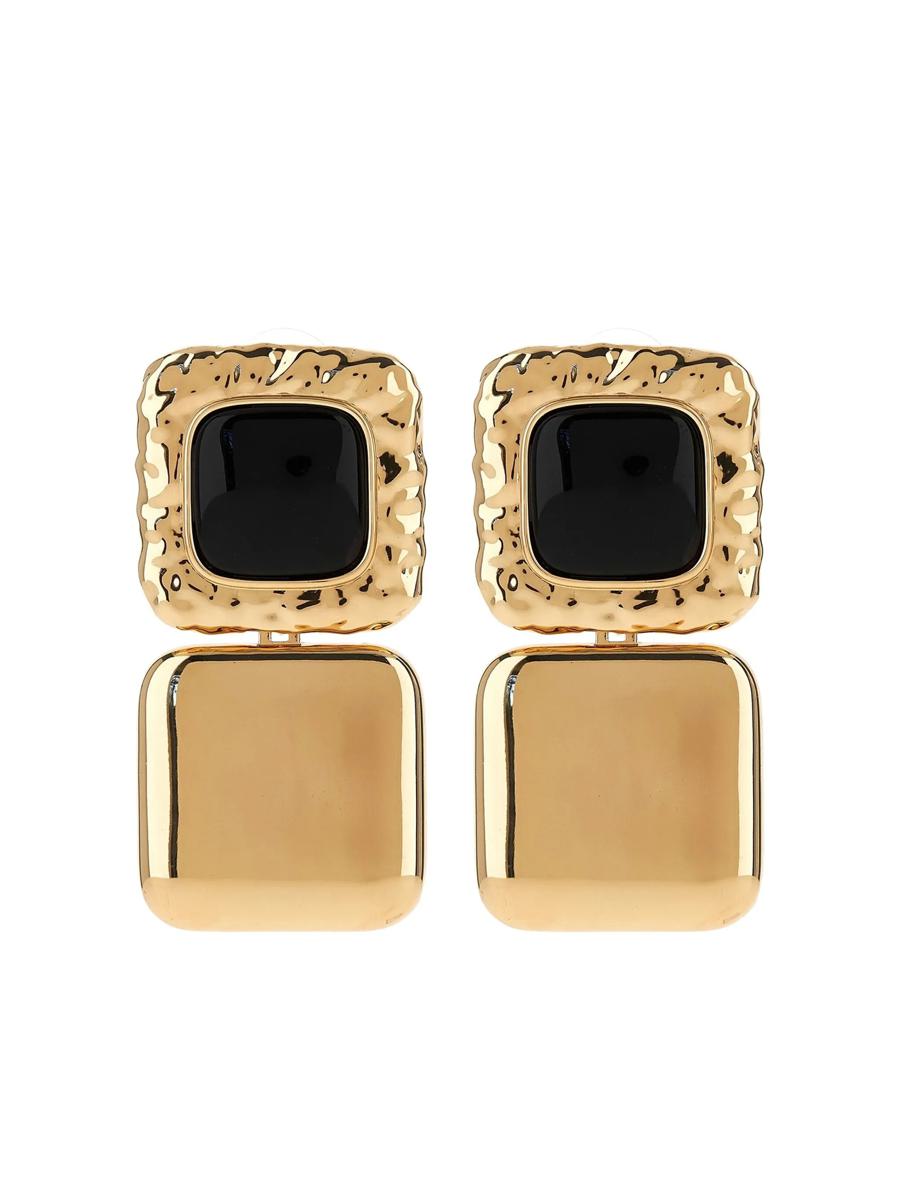 Self-Portrait Mottled Gold Black Tiered Earrings Accessories