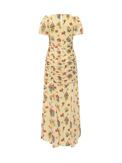 De La Vali Ruched Flower Dress