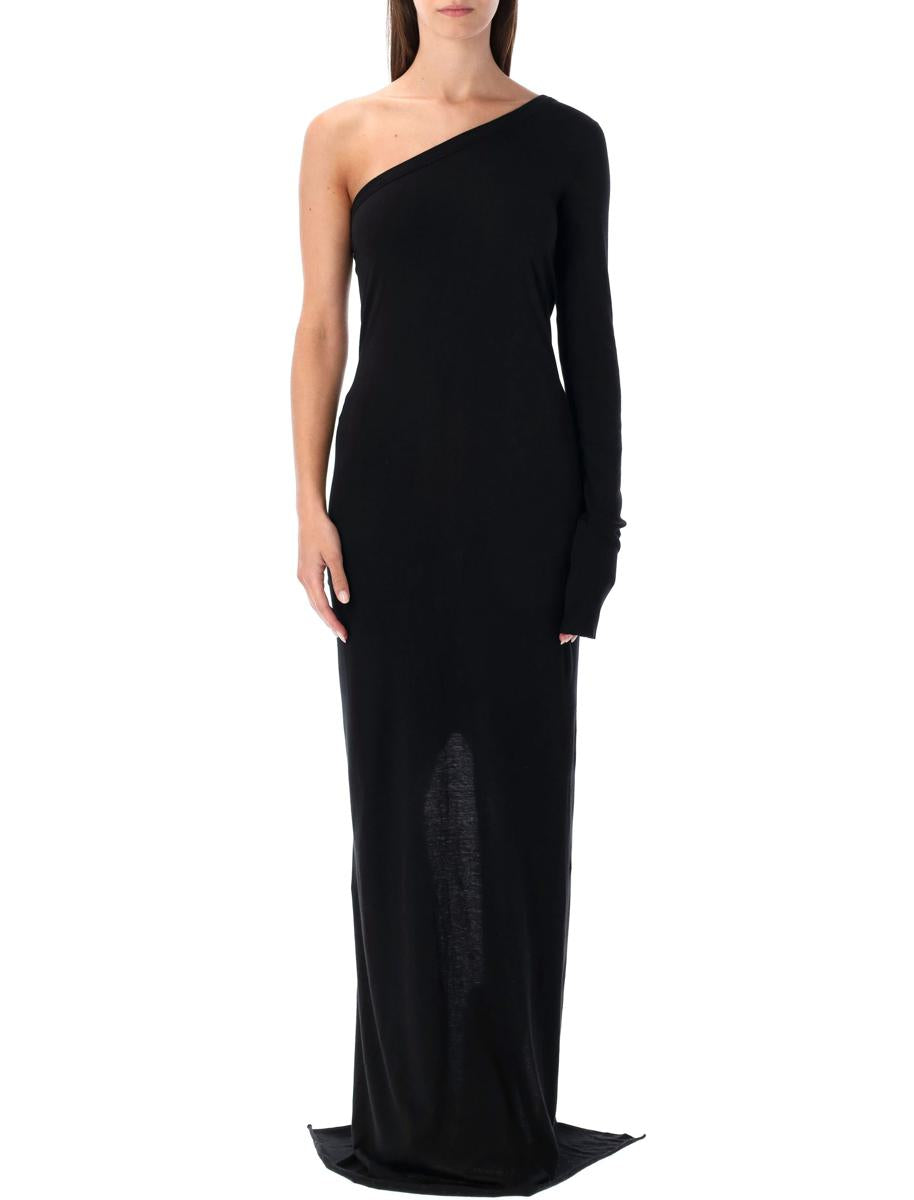 Rick Owens Drkshdw Ziggy One-Shoulder Black Cotton Jersey Dress