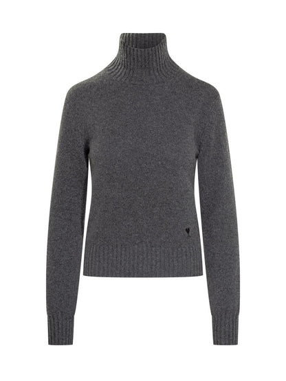 AMI Paris Ami Paris Grey Turtleneck In Wool Blend
