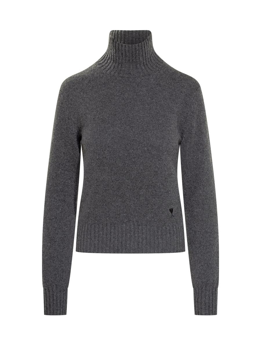 AMI Paris Ami Paris Grey Turtleneck In Wool Blend