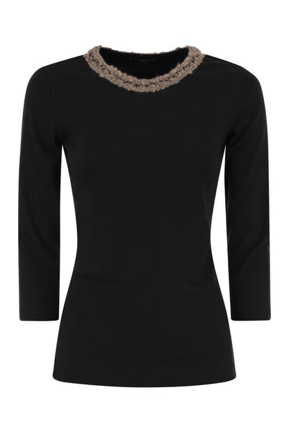 Fabiana Filippi 3/4 Sleeve T-Shirt With Neck Detailing