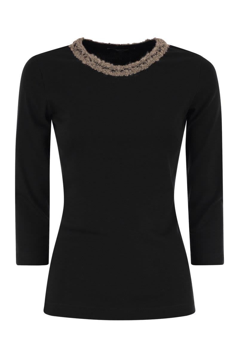 Fabiana Filippi 3/4 Sleeve T-Shirt With Neck Detailing