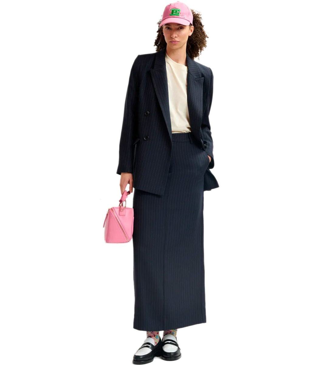Essentiel Antwerp Glossary Navy Blue Midi Skirt