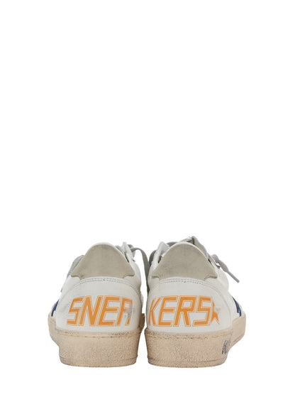 'Ballstar' White Low Top Sneakers With Star Patch On The Side And Maxi Lettering On The Rear In Leather Man