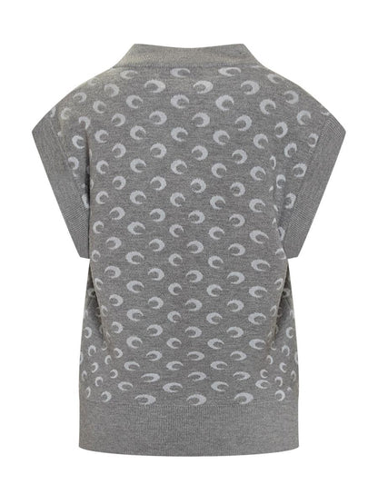 Marine Serre Vest With Moon Print And V-Neckline By Marine Serre