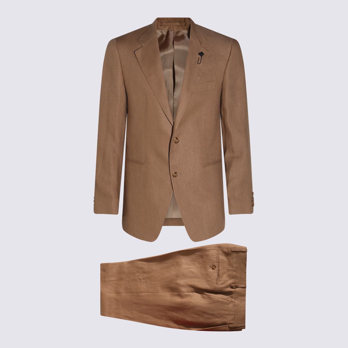 Lardini Camel Linen Suits