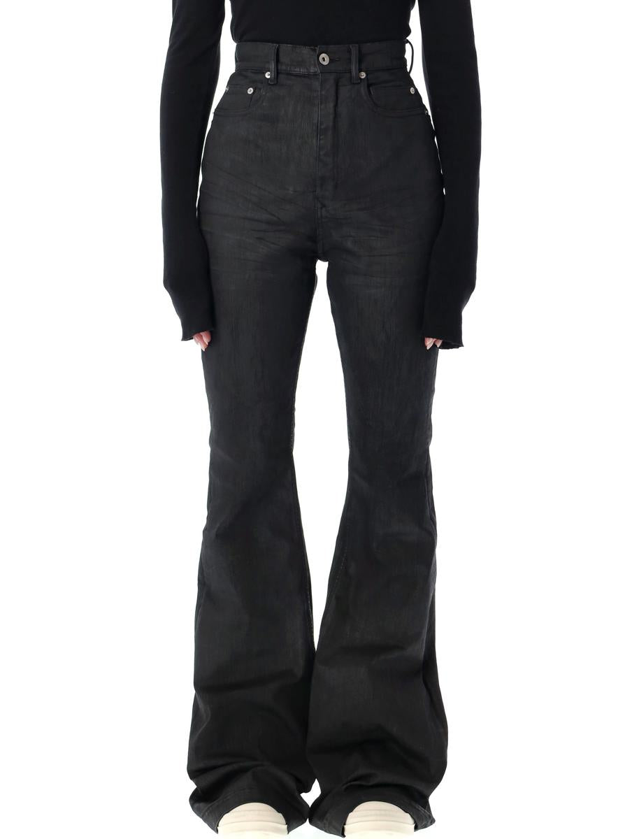 Rick Owens Drkshdw Bolan Bootcut Black Waxed Jeans