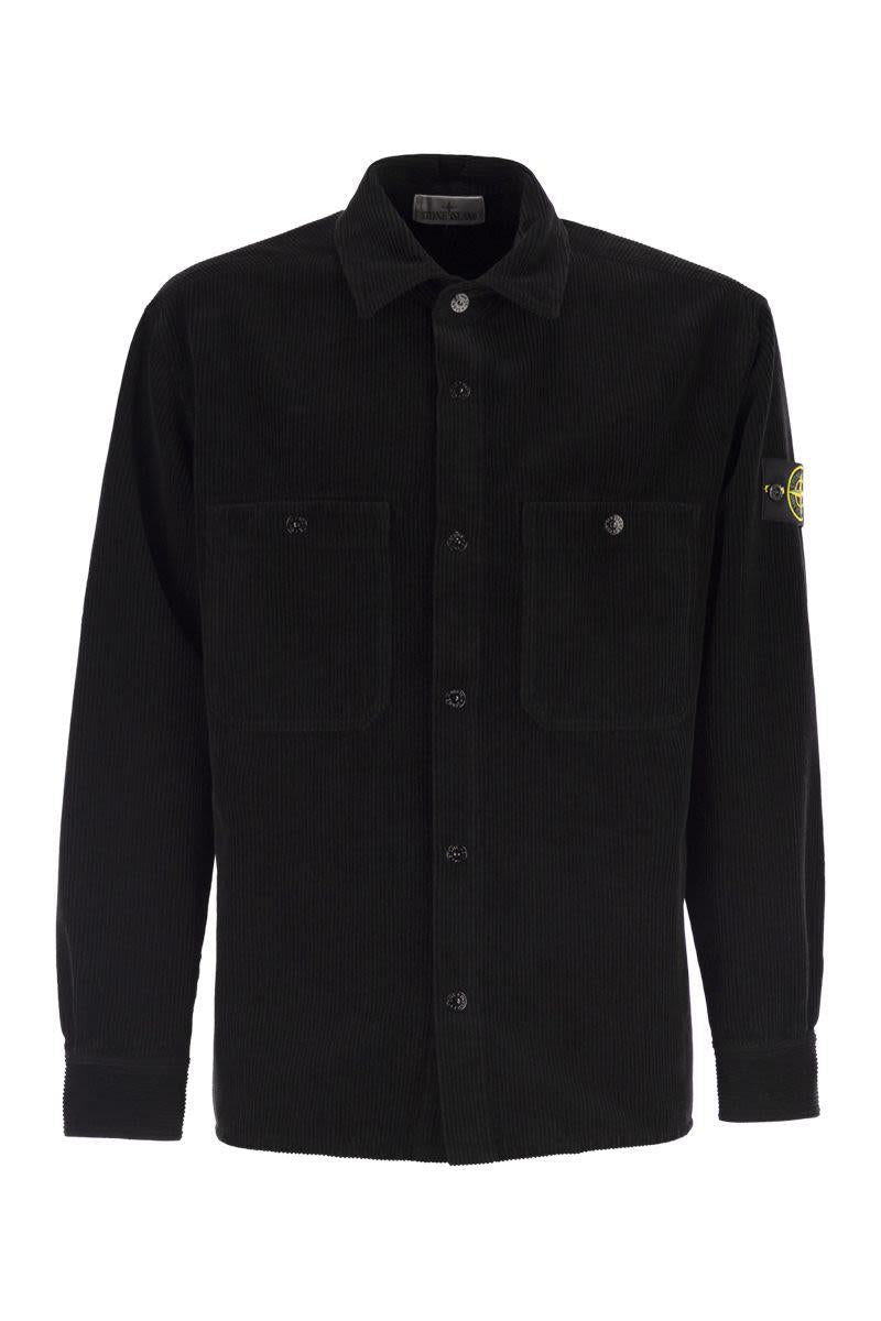 Stone Island Comfortable Overshirt With Pockets And Press Studs