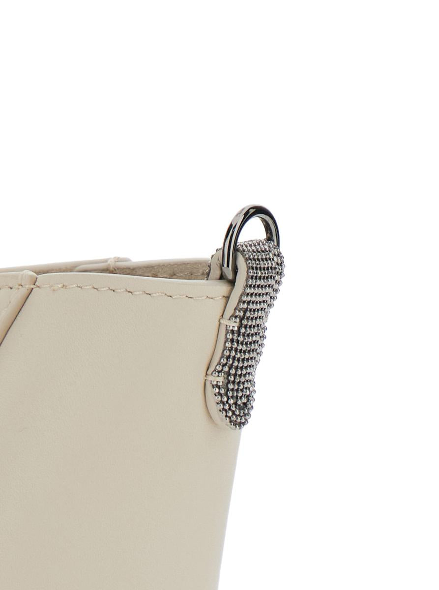 'Bc Duo' White Crossbody Bag With Adjustable And Removable Shoulder Strap In Leather Woman