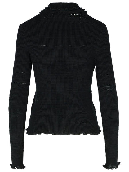 Lanvin 'Ribbed' Black Cotton Cardigan
