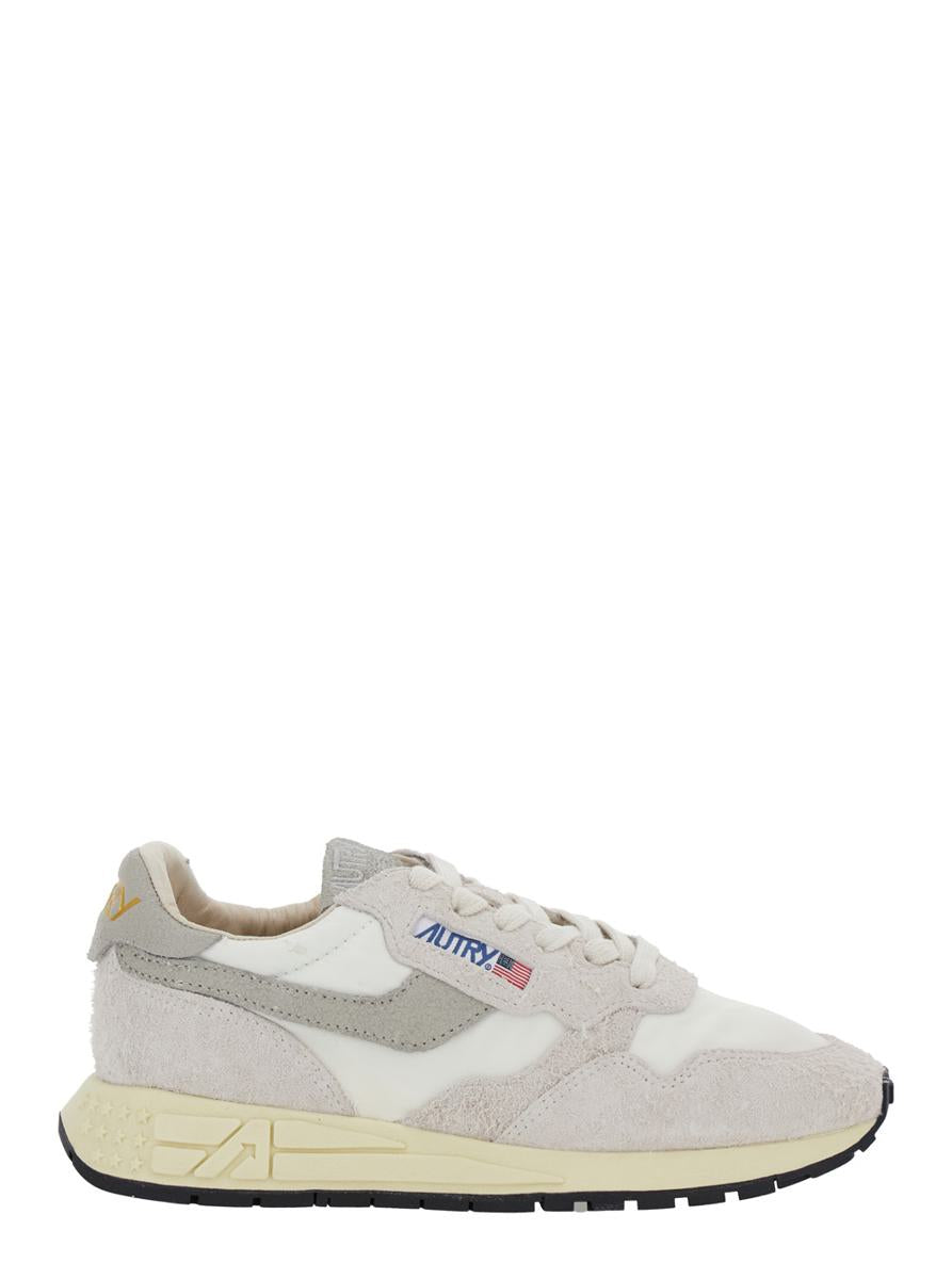 'Reelwind' Grey Low Top Sneakers With Logo Patch In Leather And Fabric Woman