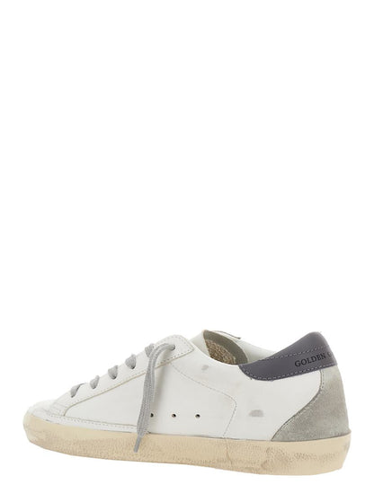 White Low Top Sneakers With Star Patch In Vintage Leather Woman