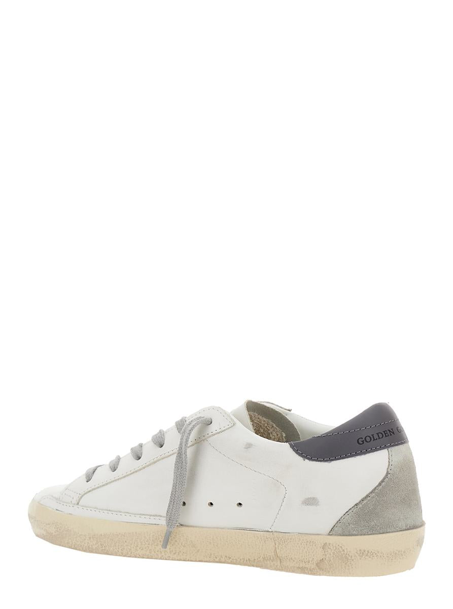 White Low Top Sneakers With Star Patch In Vintage Leather Woman