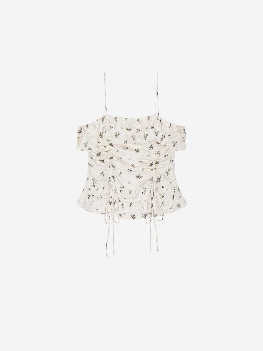 Ganni Printed Satin Top