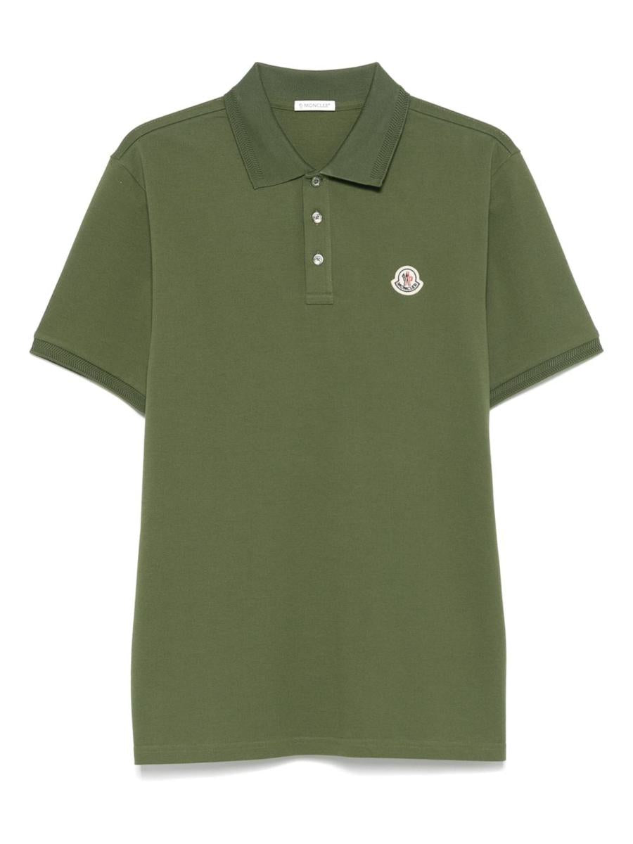 Moncler Khaki Cotton Polo Shirt With Logo
